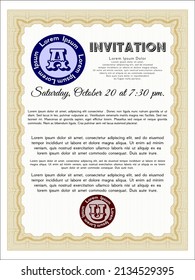 Orange Invitation template. Money Pattern. With guilloche pattern. Vector illustration. 