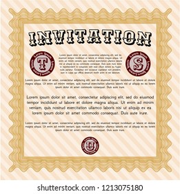 Orange Invitation template. Nice design. With background. Customizable, Easy to edit and change colors. 
