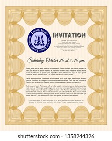 Orange Invitation template. Nice design. Customizable, Easy to edit and change colors. With complex background. 