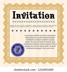 Orange Invitation template. Perfect design. With complex linear background. Customizable, Easy to edit and change colors. 