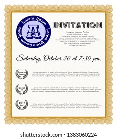 Orange Invitation template. Perfect design. With complex linear background. Customizable, Easy to edit and change colors. 