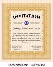 Orange Invitation template. Printer friendly. Vector illustration. Cordial design. 