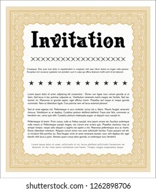 Orange Invitation template. Printer friendly. Money Pattern. Customizable, Easy to edit and change colors. 