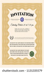 Orange Invitation template. With quality background. Customizable, Easy to edit and change colors. Artistry design. 