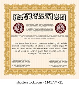 Orange Invitation template. With quality background. Sophisticated design. Detailed. 