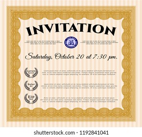 Orange Invitation template. With quality background. Nice design. Vector illustration. 