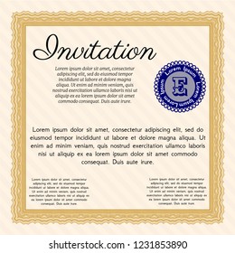 Orange Invitation template. With quality background. Beauty design. Vector illustration. 