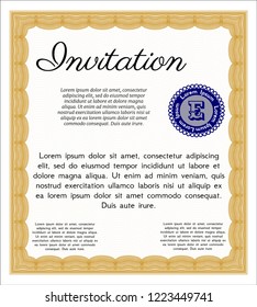 Orange Invitation template. Retro design. With quality background. Vector illustration. 