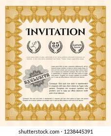 Orange Invitation template. Sophisticated design. Customizable, Easy to edit and change colors. With background. 