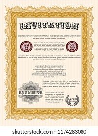 Orange Invitation template. Superior design. Detailed. Printer friendly. 