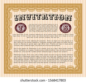 Orange Invitation template. Superior design. Customizable, Easy to edit and change colors. With background. 