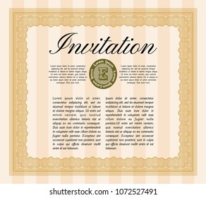 Orange Invitation template. Vector illustration. Easy to print. Beauty design.