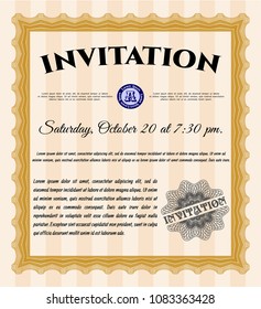Orange Invitation template. Vector illustration. Easy to print. Perfect design. 