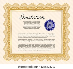 Orange Invitation template. Vector illustration. Printer friendly. Modern design. 