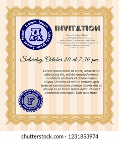 Orange Invitation template. Vector illustration. With complex background. Good design. 
