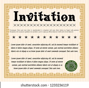 Orange Invitation template. Vector illustration. Easy to print. Beauty design. 