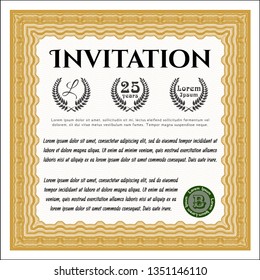 Orange Invitation template. Vector illustration. With background. Artistry design. 