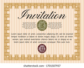 Orange Invitation. Vector illustration. With background. Superior design. 