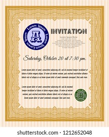 Orange Invitation. Vector illustration. With complex background. Good design. 