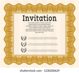 Orange Invitation. Vector illustration. With linear background. Money Pattern design. 