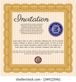 Orange Invitation. Vector illustration. Printer friendly. Nice design. 