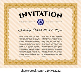 Orange Invitation. Vector illustration. With quality background. Sophisticated design. 