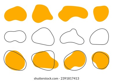 Orange irregular blob.  Colorful doodle random splotches. Flat vector illustration isolated on white background