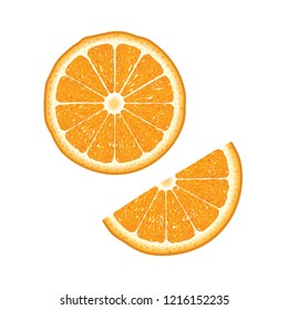 Orange isolated and half cut orange. Vector