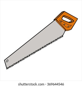 Orange isolated joiner saws, construction, cartoon, vector