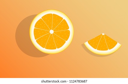 Orange isolated on orange background. Vector illustration.