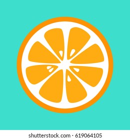 Orange isolated on blue background. Vector illustration.