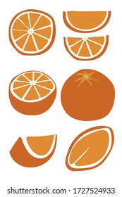 Naranja aislada en un fondo blanco. Colección.