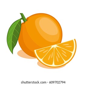 Orange isolated on white background. Vector illustration.