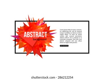 Orange isolated template poster with triangular shapes, black frame and place for text