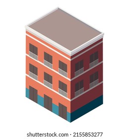 orange isometric block facade icon