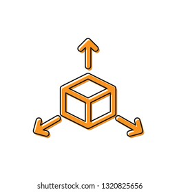 Orange Isometric cube icon isolated on white background. Geometric cubes solid icon. 3D square sign. Box symbol. Vector Illustration