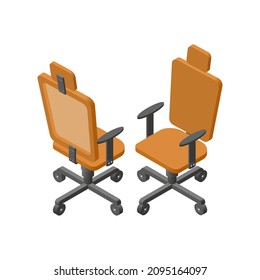 Orange material de diseño de imágenes vectoriales de silla de oficina isométrica 