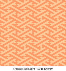 Orange isometric sayagata pattern with interlocking tiles