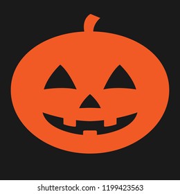 Orange Jack o'lantern pumpkin on black background. Halloween decoration. Vector.