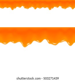 Orange Jam Drips. Grapefruit Juice. Seamless Border. Vector