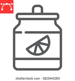 Icono de línea de jarra de mermelada naranja, postre y delicioso, vectores de signo de mermelada gráficos, icono lineal de trazo editable, eps 10