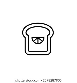 Orange jam on toasted bread. Breakfast sandwich with sweet marmalade. Pixel perfect, editable stroke vector icon