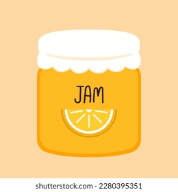 Orange jam vector on white background. Jar of orange jam - vector illustration.