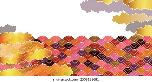Fondo de otoño de patrón japonés naranja