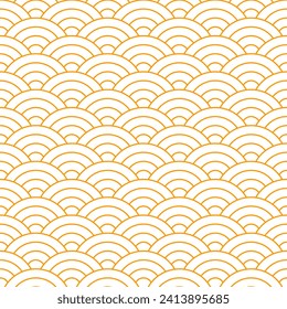 Orange Japanese wave pattern background. Japanese seamless pattern vector. Waves background illustration. for clothing, wrapping paper, backdrop, background, gift card.