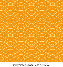 Orange Japanese wave pattern background. Japanese seamless pattern vector. Waves background illustration. for clothing, wrapping paper, backdrop, background, gift card.