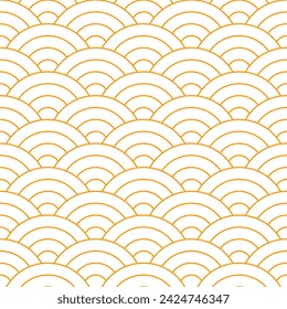 Orange Japanese wave pattern background. Japanese seamless pattern vector. Waves background illustration. for clothing, wrapping paper, backdrop, background, gift card.