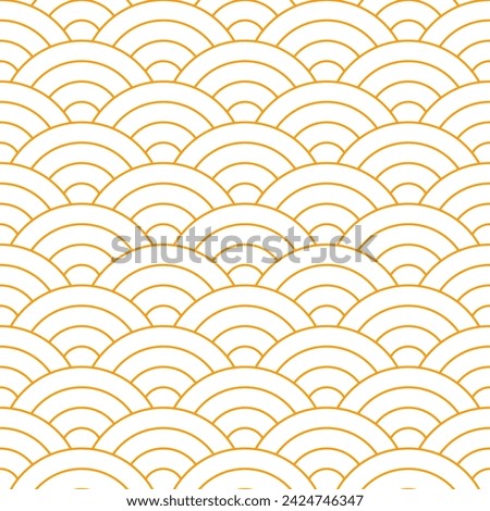 Orange Japanese wave pattern background. Japanese seamless pattern vector. Waves background illustration. for clothing, wrapping paper, backdrop, background, gift card.
