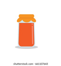 Orange jelly jar. Flat design vector illustration.