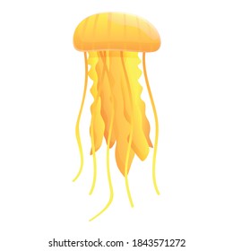 Orange jellyfish icon. Cartoon of orange jellyfish vector icon for web design isolated on white background